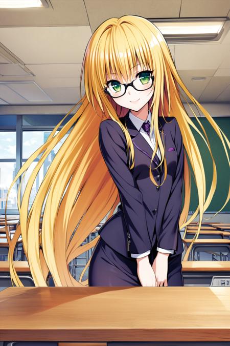31618-4253473560-Tearju Lunatique,1girl,long hair,blonde hair,solo,glasses,green eyes,smile,skirt,formal,classroom,table,skirt suit,suit,pencil s.png